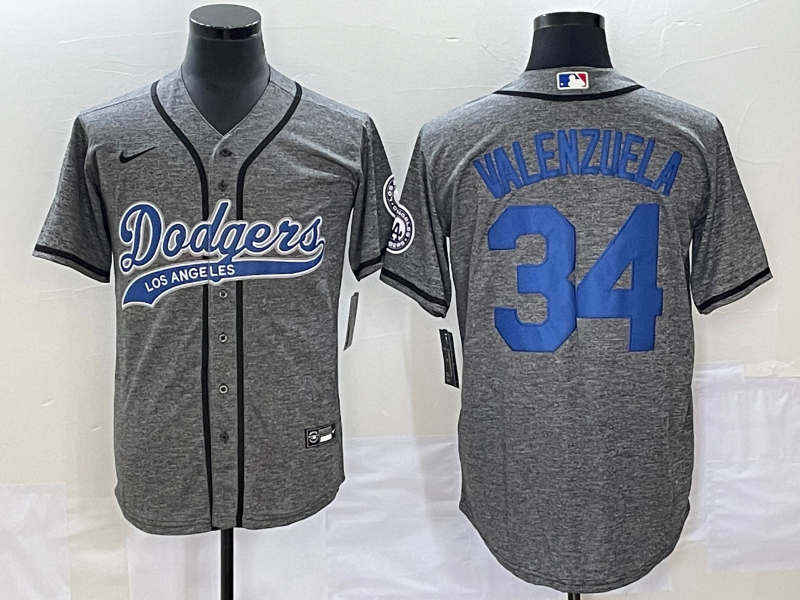 Men's Los Angeles Dodgers Fernando Valenzuela #34 Gray Jersey Joint Edition